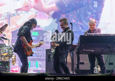 Solvesborg, Schweden, 8. Juni, 2023. Tag 2 Deep Purple (GB) tritt beim Sweden Rock Festival auf. Roger Glover - Bass Simon McBride - Gitarre Don Airey - Keyboard Credit: PEO Mšller/Alamy Live News Stockfoto