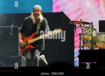Solvesborg, Schweden, 8. Juni, 2023. Tag 2 Deep Purple (GB) tritt beim Sweden Rock Festival auf. Roger Glover - Bass Credit: PEO Mšller/Alamy Live News Stockfoto
