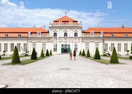 Wien, Österreich - Juni 17 2018: Das untere Belvedere ist ein barocker Palast, der im 18. Jahrhundert erbaut wurde. Es ist Teil des Belvedere-Komplexes. Stockfoto