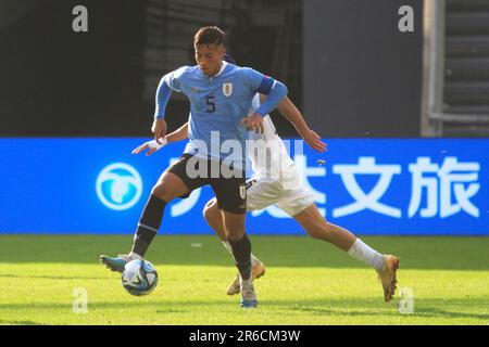 La Plata, Argentinien. 08. Juni 2023. Fabricio Diaz aus Uruguay, während des Spiels zwischen Uruguay und Israel zur Halbfinale der FIFA U-20 Fußball-Weltmeisterschaft Argentinien 2023, am 08. Juni im Ciudad de La Plata Stadion in La Plata, Argentinien. Foto: Pool Pelaez Burga/DiaEsportivo/DiaEsportivo/Alamy Live News Kredit: DiaEsportivo/Alamy Live News Stockfoto