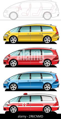 minivan - Teil meiner Kollektionen von Karosserieformen. Nur einfache Verläufe - kein Verlaufsgitter. Stock Vektor