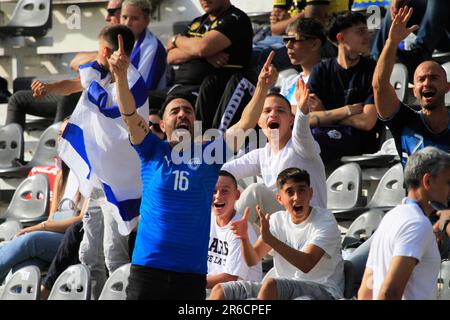 La Plata, Argentinien. 08. Juni 2023. Estadio Ciudad de La Plata Fans Israels während des Spiels zwischen Uruguay und Israel für das Halbfinale der FIFA SUB-20-Weltmeisterschaft Argentinien 2023 im Estadio Ciudad de La Plata, diesen Donnerstag, 08. 30761 $ (Pool Pelaez Burga/SPP) Guthaben: SPP Sport Press Photo. Alamy Live News Stockfoto