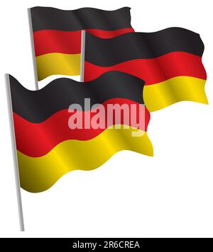 Flagge Deutschland 3D. Vektordarstellung. Isoliert auf weiß. Stock Vektor