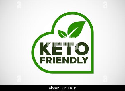 Keto-freundliche Ikone. Keto Friendly und Bio-Etiketten Schild. Gesunde natürliche Produktetiketten-Design Vektordarstellung Stock Vektor