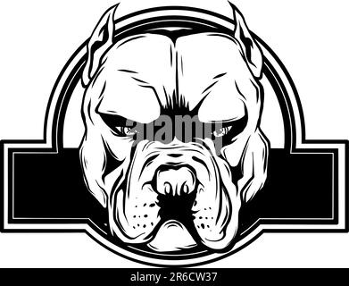 Einfarbiges Pit Bull-Logo zeigt eine Vektordarstellung Stock Vektor