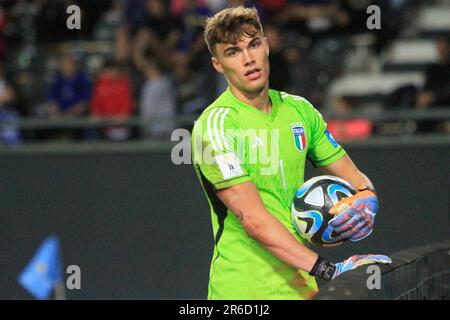 La Plata, Argentinien. 08. Juni 2023. Sebastiano Desplanches von Italien, während des Spiels zwischen Italien und Südkorea zur Halbfinale der FIFA U-20 Fußball-Weltmeisterschaft Argentinien 2023, im Ciudad de La Plata Stadion, in La Plata, Argentinien, am 08. Juni. Foto: Pool Pelaez Burga/DiaEsportivo/DiaEsportivo/Alamy Live News Kredit: DiaEsportivo/Alamy Live News Stockfoto