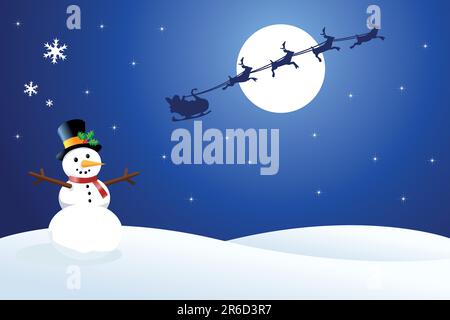 Vector Snowman in einer Weihnachts-/Winterszene Stock Vektor