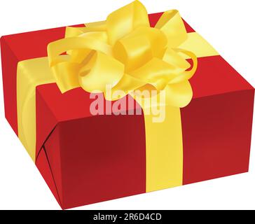 vektordarstellung einer roten Geschenkbox mit goldenem Band Stock Vektor