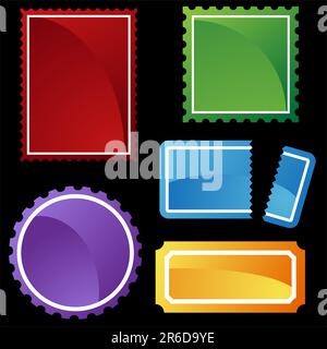 Mehrere Weblabels und Symbole – Stempel-/Ticketstil. Stock Vektor