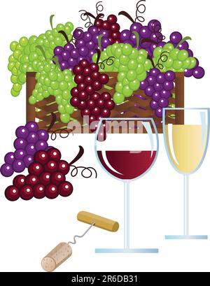 Illustration eines Weins mit Obstkorb Stock Vektor
