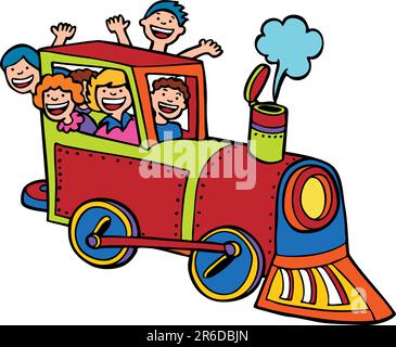 Gruppe von Kindern Spaß in einem Zug - ohne Hintergrund. Stock Vektor
