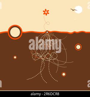 Abstrakt Design, Blume mit Wurzeln Stock Vektor