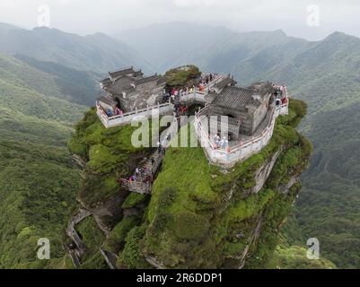 Blick aus der Vogelperspektive auf den Berg Fanjingshan in Guizhou - China Stockfoto