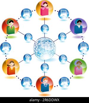 Business-Kommunikation rund um die 3D Welt. Stock Vektor