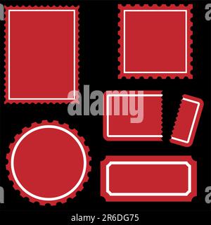 Set aus mehreren Weblabels und Symbolen – Stempel-/Ticketstil – rot. Stock Vektor