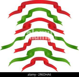 3D rot und grün fließenden Band Banner. Stock Vektor