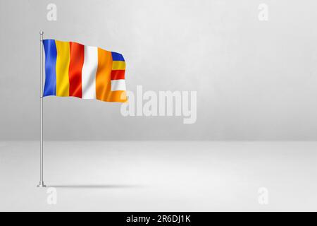 Buddhismus Flagge, 3D Illustration, isoliert auf weiß Stockfoto