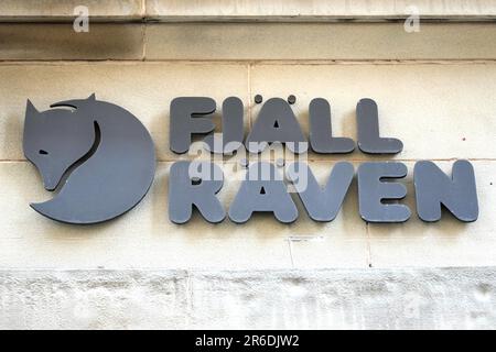 FJALLRAVEN Shop-Logo in Manchester Stockfoto