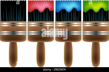 Pinsel-Set isoliert auf einem weißen Hintergrund. Stock Vektor