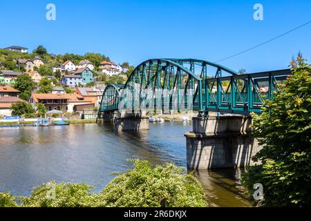Most U Remagenu, Davle, Moldau, Moldau, Česká republika / Davle Stadt nahe Prag, Remagen Brücke, Moldau, Zentralböhmen, Tschechische republik Stockfoto