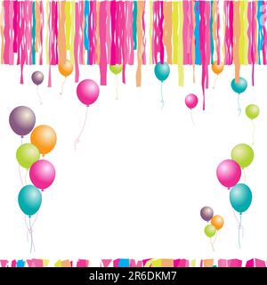 Herzlichen Glückwunsch zum Geburtstag! Luftballons und Konfetti. Fügen Sie hier Ihren Text ein. Stock Vektor