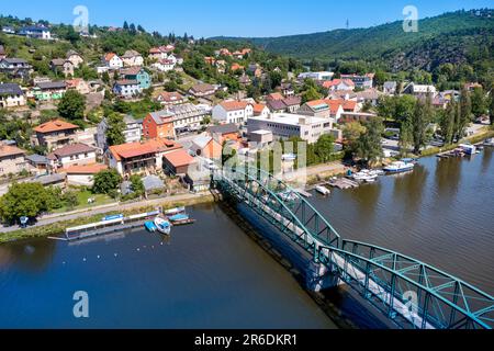 Most U Remagenu, Davle, Moldau, Moldau, Česká republika / Davle Stadt nahe Prag, Remagen Brücke, Moldau, Zentralböhmen, Tschechische republik Stockfoto