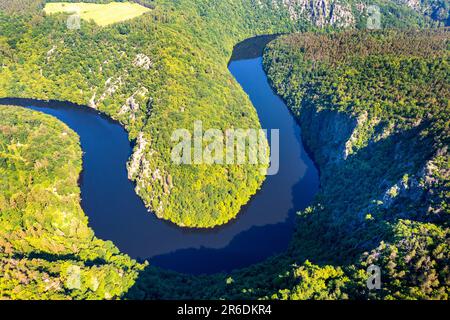 Vyhlidka Maj, Stechovicka prehrada, Svatojanske proudy, Ceska Republika/Blickpunkt Mai, Stechovice Talsperre auf Moldau, Südböhmen, Tschechische republ Stockfoto