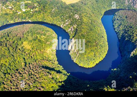 Vyhlidka Maj, Stechovicka prehrada, Svatojanske proudy, Ceska Republika/Blickpunkt Mai, Stechovice Talsperre auf Moldau, Südböhmen, Tschechische republ Stockfoto