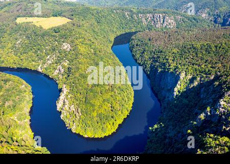 Vyhlidka Maj, Stechovicka prehrada, Svatojanske proudy, Ceska Republika/Blickpunkt Mai, Stechovice Talsperre auf Moldau, Südböhmen, Tschechische republ Stockfoto