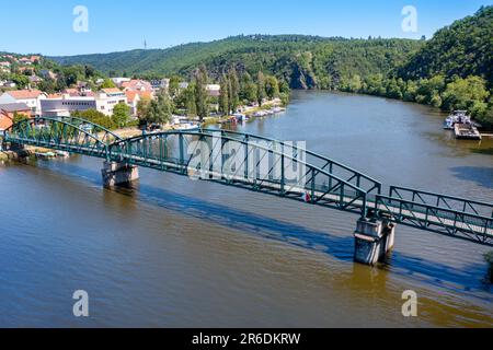 Most U Remagenu, Davle, Moldau, Moldau, Česká republika / Davle Stadt nahe Prag, Remagen Brücke, Moldau, Zentralböhmen, Tschechische republik Stockfoto