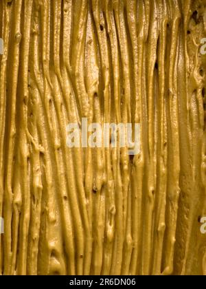 Nahaufnahme von karamellaromatisiertem Eis. Konsistenz von Karamelleis Stockfoto