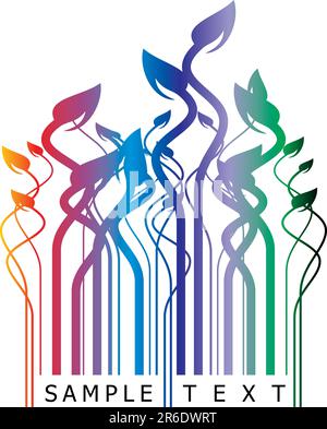 Barcode mit Blumenmuster und Beispieltext – Vektordarstellung Stock Vektor