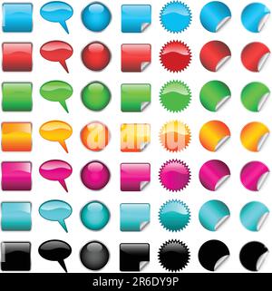 Große Anzahl von verschiedenen farbigen glänzend icons Stock Vektor