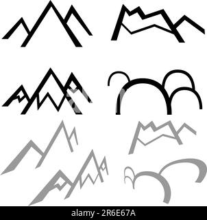 Einfache Bergen isoliert auf einem weißen Hintergrund. Stock Vektor
