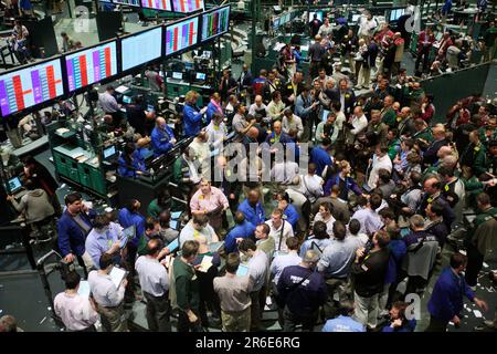 Blick über die Handelshalle für Oil Futures an der New York Mercantile Exchange (NYMEX) Stockfoto