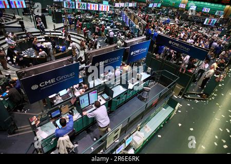Blick über die Handelsebene der New York Mercantile Exchange (NYMEX) Stockfoto