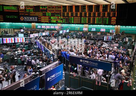 Blick über die Handelsebene der New York Mercantile Exchange (NYMEX) Stockfoto