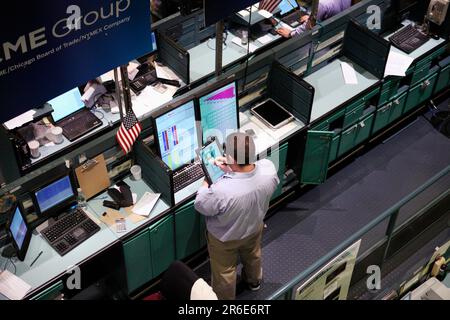 Blick über die Handelsebene der New York Mercantile Exchange (NYMEX) Stockfoto