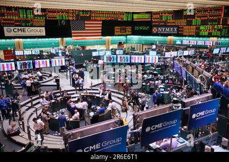 Blick über die Handelsebene der New York Mercantile Exchange (NYMEX) Stockfoto