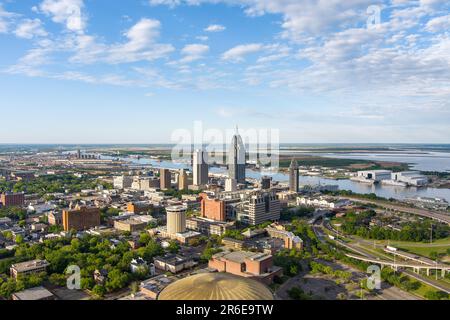 Luftbild der Innenstadt von Mobile, Alabama Stockfoto
