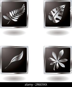 Illustrierte Blatt Taste Variante mit einer metallischen Fase Stock Vektor