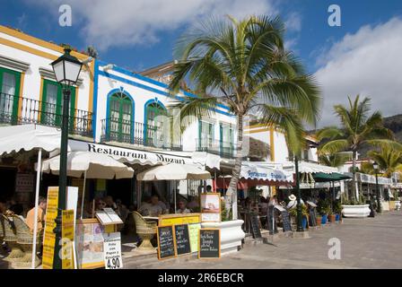 Strandpromenade, Puerto de Mogan, Gran Canaria, Kanarische Inseln, Spanien, Das kleine Venedig, Venedig des Südens Stockfoto