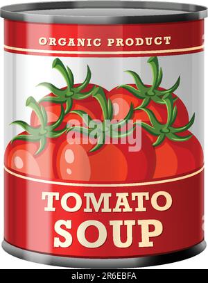 Abbildung: Tomatensuppe in Lebensmitteldose Vektor Stock Vektor
