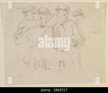 Eine Gruppe von vier Männern. Datum: 1858. Ursprung: Vereinigte Staaten. Bleistift auf weißem gewebtem Papier. Museum: Freer Gallery of Art und Arthur M. Sackler Gallery. Stockfoto