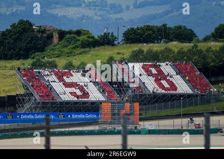 Mugello, Italien. 09. Juni 2023. A General Mugello International Circuit View SIC 58 Stand während Free Practice MotoGP Grand Prix von Italien, MotoGP World Championship in Mugello, Italien, Juni 09 2023 Gutschrift: Independent Photo Agency/Alamy Live News Stockfoto