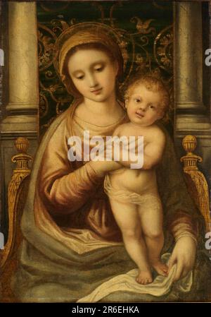 Madonna und Kind. Datum: 19. Jahrhundert. Öl auf Holz. Museum: Smithsonian American Art Museum. Stockfoto