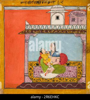 Vilaval Ragini, aus einem Ragamala. Ursprung: Basohli, Jammu und Kaschmir, Indien. Undurchsichtige Aquarelle auf Papier. Datum: Ca. 1690-95. Museum: Freer Gallery of Art und Arthur M. Sackler Gallery. Stockfoto