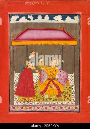 Jalandhara Ragaputra aus einer Ragamala-Serie. Datum: Ca. 1740-1750. Undurchsichtige Aquarelle und Gold auf Papier. Ursprung: Bilaspur, Staat Himachal Pradesh, Indien. Museum: Freer Gallery of Art und Arthur M. Sackler Gallery. Stockfoto