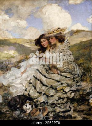 Auf den Dünen (Lady Shannon und Kitty). Öl auf Segeltuch. Datum: Ca. 1900-1910. Museum: Smithsonian American Art Museum. Stockfoto