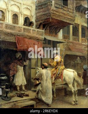 Straßenszene in Indien. Öl auf Segeltuch. Datum: Ca. 1885. Museum: Smithsonian American Art Museum. Stockfoto